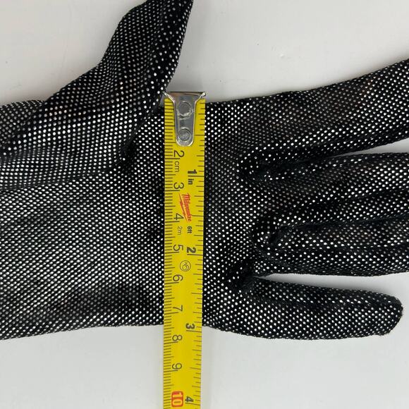 Dot Metallic Silver Stretch Gloves Long Party Cocktail Formal - Picture 4 of 6